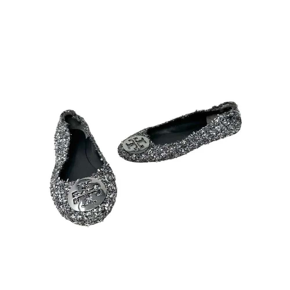 Shoe Size 9.5 Tory Burch Silver Flats